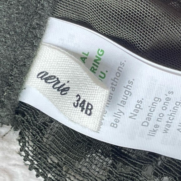 AERIE NWT REAL HAPPY WIRELESS LIGHTLY LINED GREEN LACE BRA - Picture 8 of 9